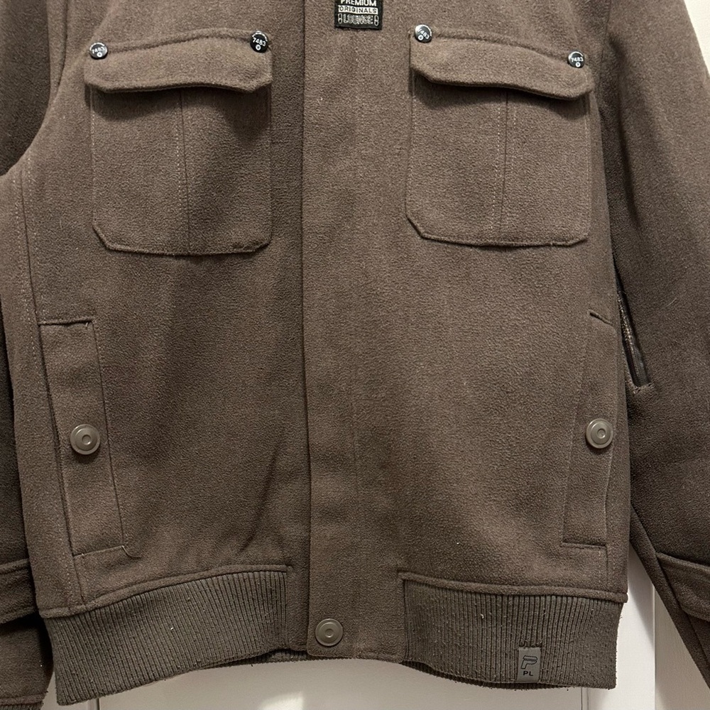 Premium Lounge Wool Blend Military Style Utility Cargo Jacket Coat Men XXL brown - Picture 2 of 15
